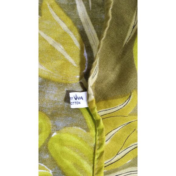 Vera Neumann Tablecloth Green Pink Floral Cotton 58" x 100" Mod MCM - Picture 5 of 8